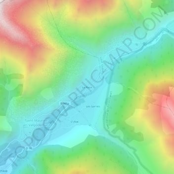 Mapa topográfico Le Roux, altitude, relevo