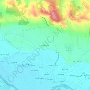 Mapa topográfico Les Cabosses, altitude, relevo