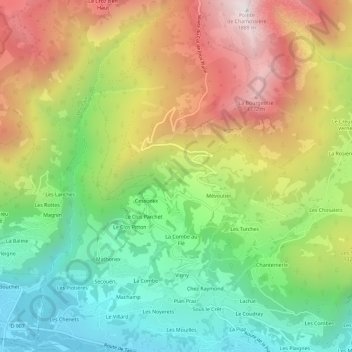 Mapa topográfico Challonge, altitude, relevo