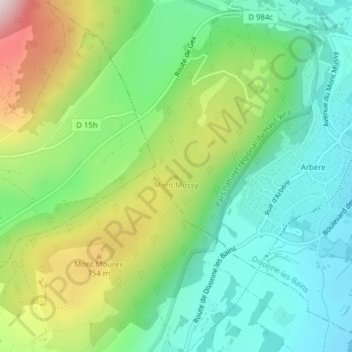 Mapa topográfico Mont Mussy, altitude, relevo