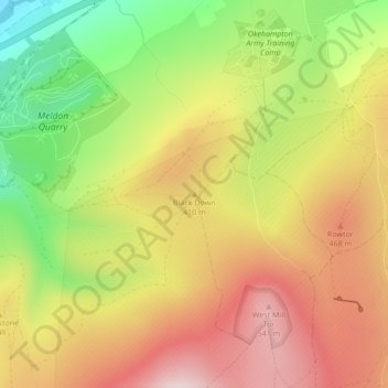 Mapa topográfico Black Down, altitude, relevo