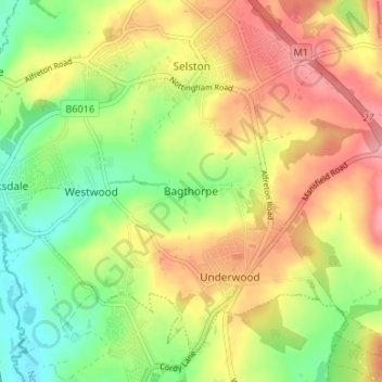 Mapa topográfico Bagthorpe, altitude, relevo
