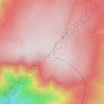 Mapa topográfico Mount Reynard, altitude, relevo