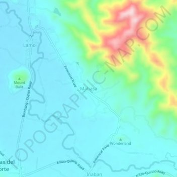 Mapa topográfico Mabasa, altitude, relevo