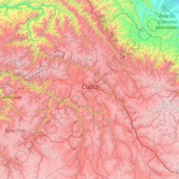 Mapa topográfico Province of Cusco, altitude, relevo