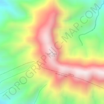 Mapa topográfico Bukit Lumut, altitude, relevo