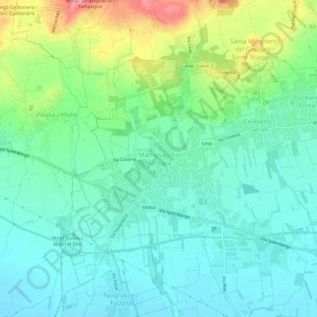 Mapa topográfico Martignacco, altitude, relevo