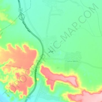 Mapa topográfico Ghran, altitude, relevo