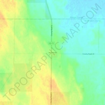 Mapa topográfico Woodrow, altitude, relevo
