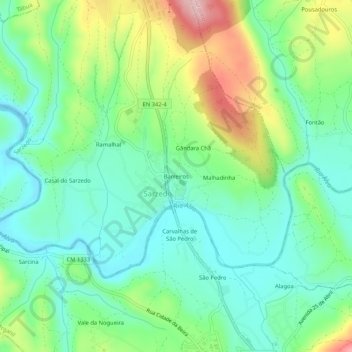 Mapa topográfico Barreiros, altitude, relevo