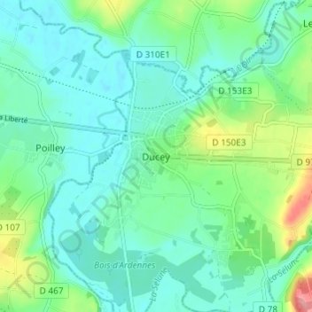 Mapa topográfico Ducey, altitude, relevo