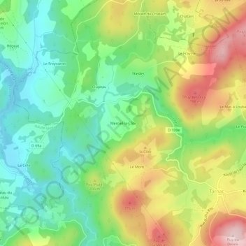 Mapa topográfico Merciel-la-Côte, altitude, relevo