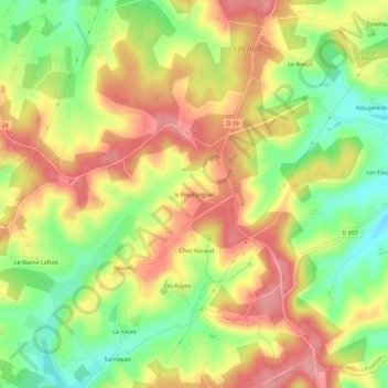 Mapa topográfico la Pouillargues, altitude, relevo