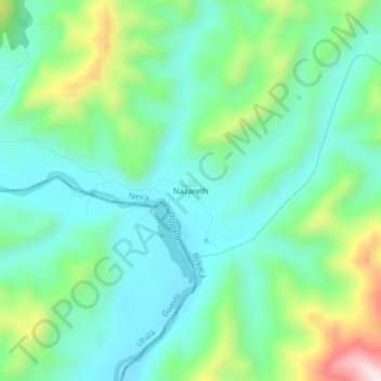 Mapa topográfico Nazareth, altitude, relevo