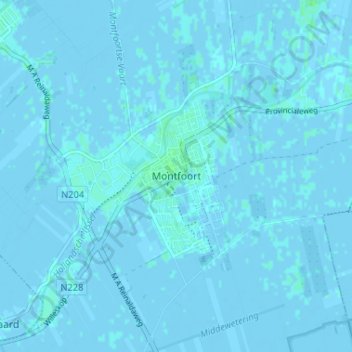 Mapa topográfico Montfoort, altitude, relevo