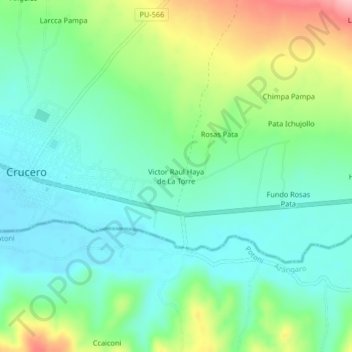 Mapa topográfico Victor Raul Haya de La Torre, altitude, relevo