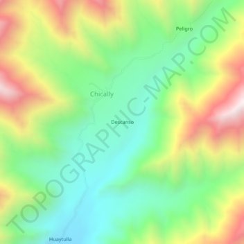 Mapa topográfico Descanso, altitude, relevo