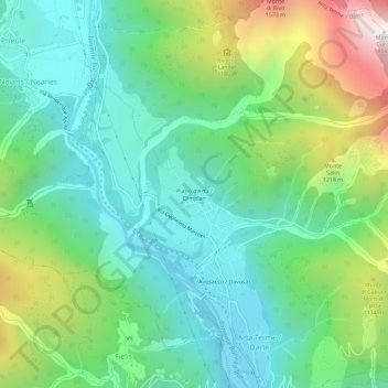 Mapa topográfico Piano d'Arta, altitude, relevo
