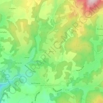 Mapa topográfico Bessac, altitude, relevo