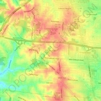 Mapa topográfico Autumn Acres, altitude, relevo