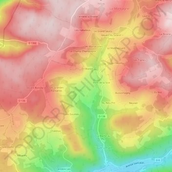 Mapa topográfico La Croslière, altitude, relevo
