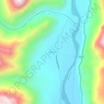 Mapa topográfico Nomal, altitude, relevo