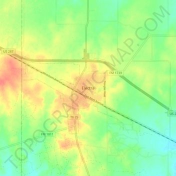 Mapa topográfico Electra, altitude, relevo