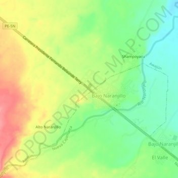 Mapa topográfico Naranjillo, altitude, relevo