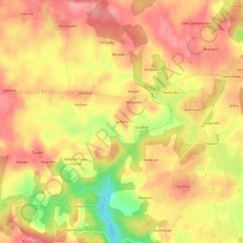 Mapa topográfico Le Portz, altitude, relevo