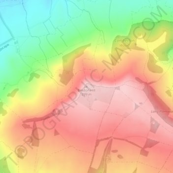 Mapa topográfico Bredon Hill, altitude, relevo