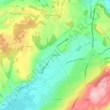 Mapa topográfico Saint-Pierre, altitude, relevo