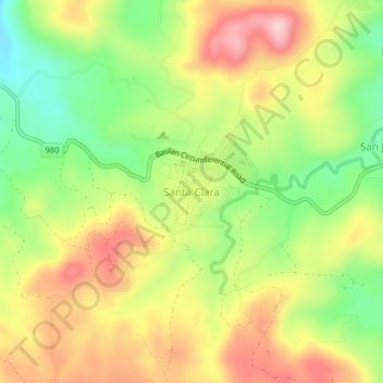 Mapa topográfico Santa Clara, altitude, relevo