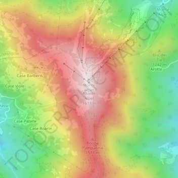 Mapa topográfico Monte Alpet, altitude, relevo