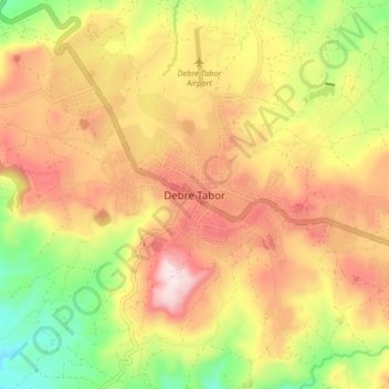 Mapa topográfico Debre Tabor, altitude, relevo