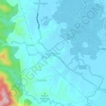 Mapa topográfico Calimbajan, altitude, relevo