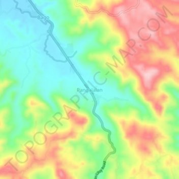 Mapa topográfico Pangalalan, altitude, relevo