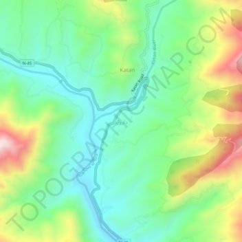 Mapa topográfico Darora, altitude, relevo