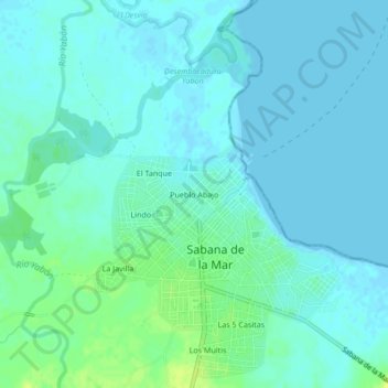 Mapa topográfico Pueblo Abajo, altitude, relevo