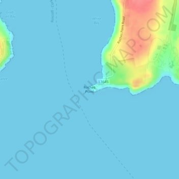 Mapa topográfico Roches Point, altitude, relevo