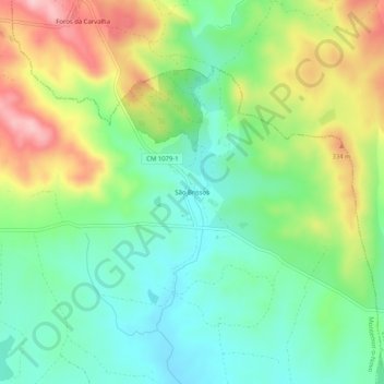 Mapa topográfico São Brissos, altitude, relevo
