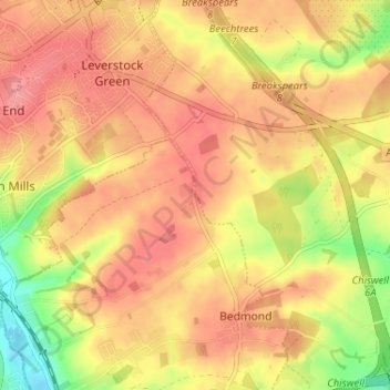 Mapa topográfico Pimlico, altitude, relevo