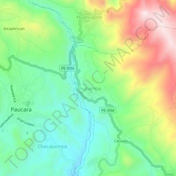 Mapa topográfico Ichupampa, altitude, relevo