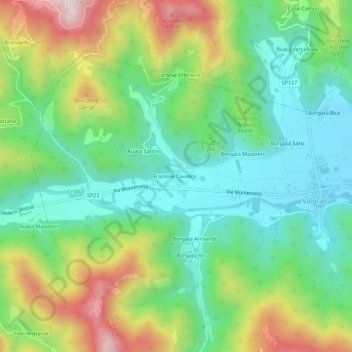 Mapa topográfico Cavaliggi, altitude, relevo