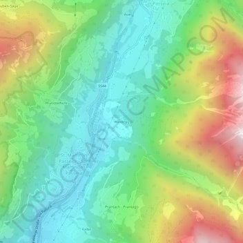 Mapa topográfico Windegg, altitude, relevo