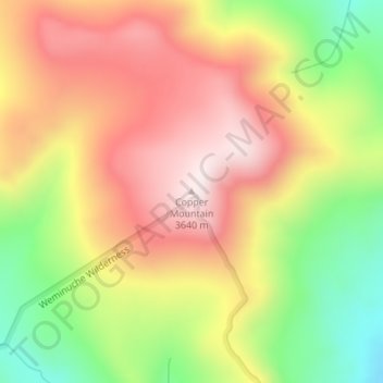 Mapa topográfico Copper Mountain, altitude, relevo