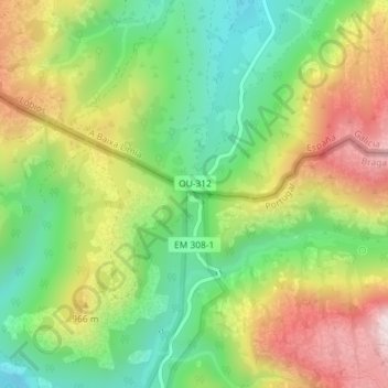Mapa topográfico Portela do Homem, altitude, relevo