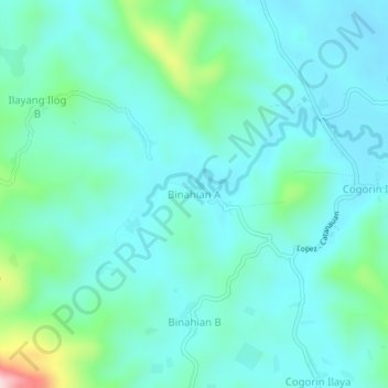 Mapa topográfico Binahian A, altitude, relevo