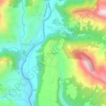 Mapa topográfico Shingatar, altitude, relevo