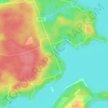 Mapa topográfico Port Cunnington, altitude, relevo