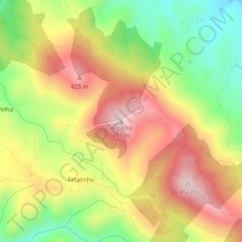 Mapa topográfico Algares, altitude, relevo
